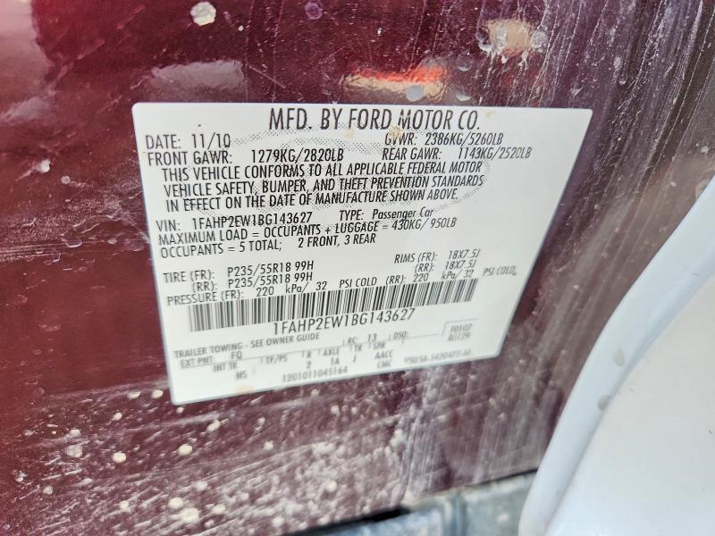 Продаж на аукціоні авто 2011 Ford Taurus, vin: 1FAHP2EW1BG143627, номер лоту: 68598786