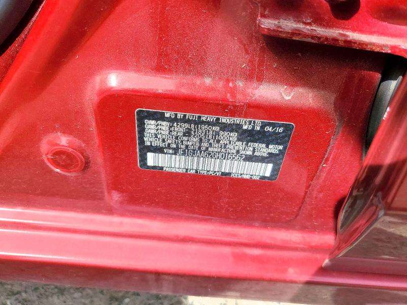 2016 Subaru Impreza მანქანა იყიდება აუქციონზე, vin: JF1GJAA62GH016562, აუქციონის ნომერი: 70303136