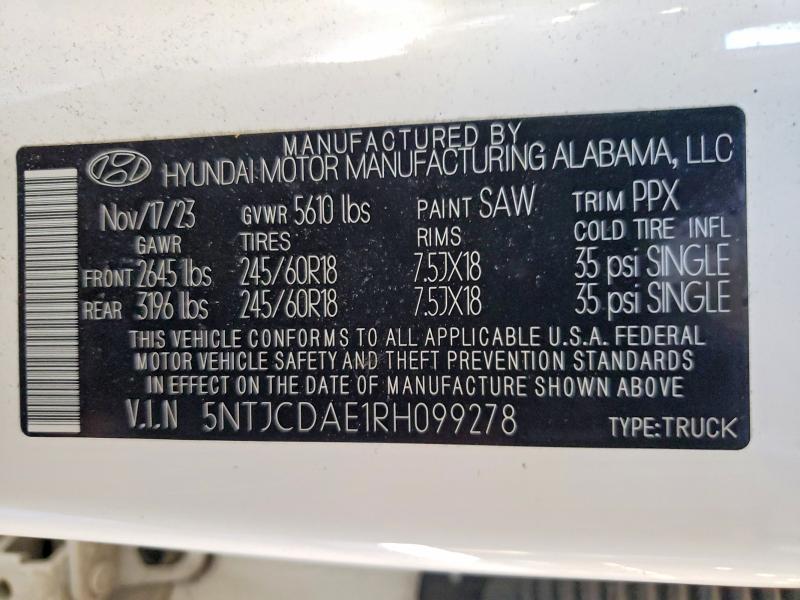 Продажа на аукционе авто 2024 Hyundai Santa Cruz, vin: 5NTJCDAE1RH099278, номер лота: 68969596