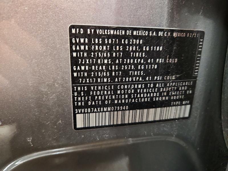Продажа на аукционе авто 2021 Volkswagen Tiguan, vin: 3VV0B7AX8MM079940, номер лота: 68612396
