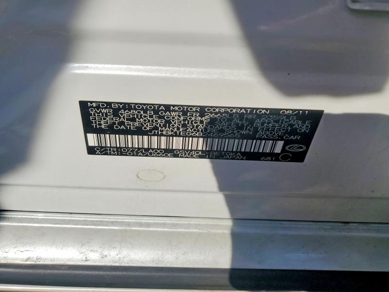 67411086 :رقم المزاد ، JTHBK1EG6B2469565 vin ، 2011 Lexus Es مزاد بيع