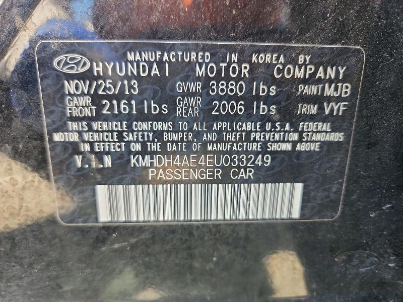 71279186 :رقم المزاد ، KMHDH4AE4EU033249 vin ، 2014 Hyundai Elantra مزاد بيع