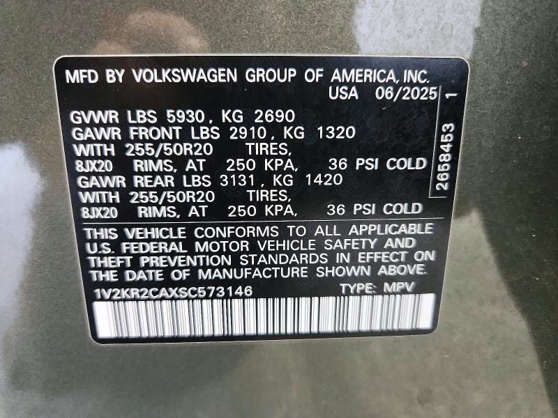 69512016 :رقم المزاد ، 1V2KR2CAXSC573146 vin ، 2025 Volkswagen Atlas مزاد بيع