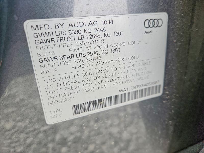 Продажа на аукционе авто 2015 Audi Q5, vin: WA1LFAFPXFA053887, номер лота: 68337316
