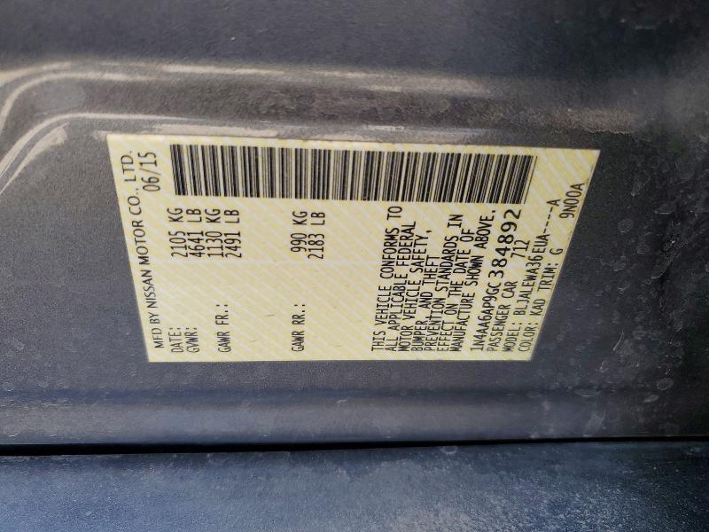 2016 Nissan Maxima მანქანა იყიდება აუქციონზე, vin: 1N4AA6AP9GC384892, აუქციონის ნომერი: 67145736