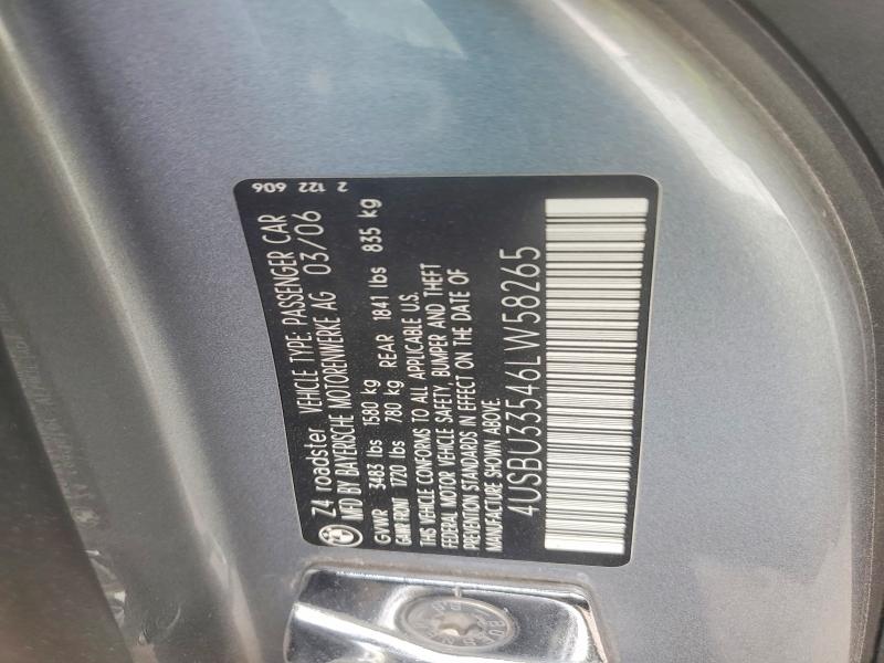 70082726 :رقم المزاد ، 4USBU33546LW58265 vin ، 2006 Bmw Z4 مزاد بيع
