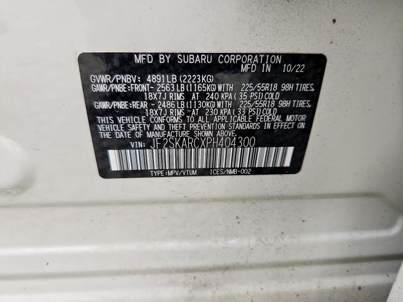 2023 Subaru Forester მანქანა იყიდება აუქციონზე, vin: JF2SKARCXPH404300, აუქციონის ნომერი: 70592466