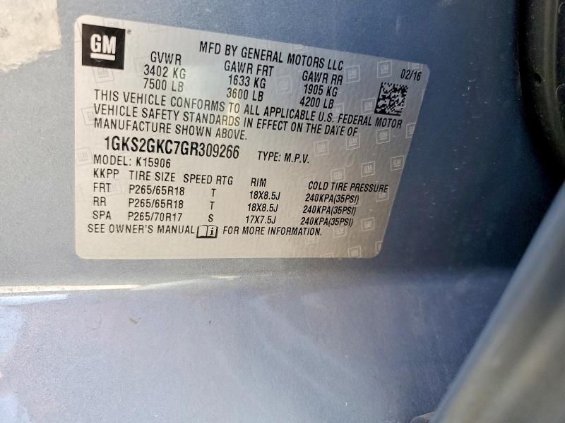 2016 Gmc Yukon Xl მანქანა იყიდება აუქციონზე, vin: 1GKS2GKC7GR309266, აუქციონის ნომერი: 68214516
