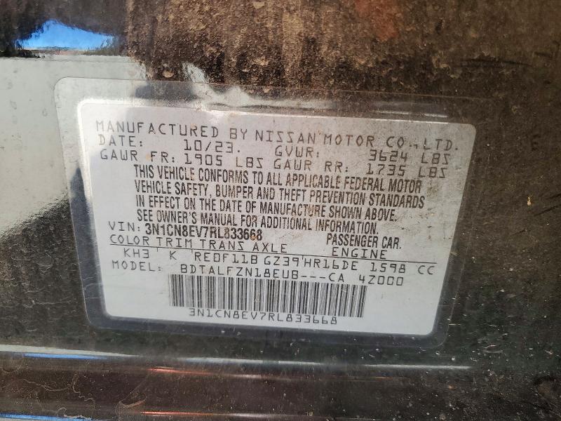 Auction sale of the 2024 Nissan Versa, vin: 3N1CN8EV7RL833668, lot number: 69631916