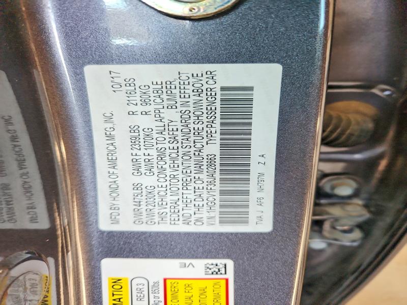 Продаж на аукціоні авто 2018 Honda Accord, vin: 1HGCV1F36JA028663, номер лоту: 69644156
