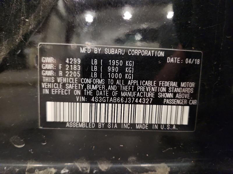 2018 Subaru Impreza მანქანა იყიდება აუქციონზე, vin: 4S3GTAB66J3744327, აუქციონის ნომერი: 66140956