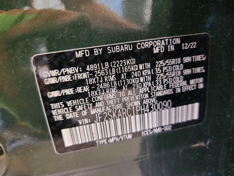 68227206 :رقم المزاد ، JF2SKARC1PH430090 vin ، 2023 Subaru Forester مزاد بيع