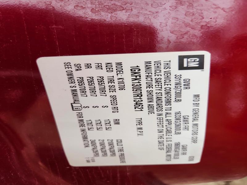 68835936 :رقم المزاد ، 1GKFK13097R134621 vin ، 2007 Gmc Yukon مزاد بيع