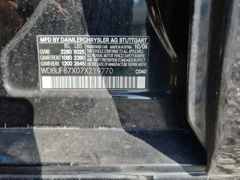 Aukcja sprzedaży 2007 Mercedes-benz E, vin: WDBUF87X07X219770, numer aukcji: 69224636