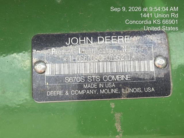 70315826 :رقم المزاد ، 1H0S670SCH0795211 vin ، 2017 John Deer Industrial Equipment مزاد بيع