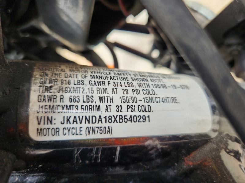 Aukcja sprzedaży 1999 Kawasaki Vn750, vin: JKAVNDA18XB540291, numer aukcji: 69813436