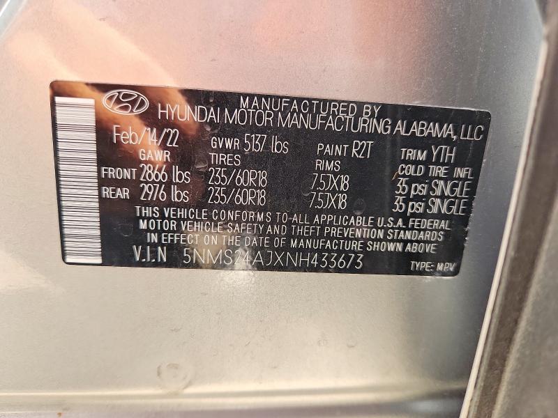 Продажа на аукционе авто 2022 Hyundai Santa Fe, vin: 5NMS24AJXNH433673, номер лота: 67262386