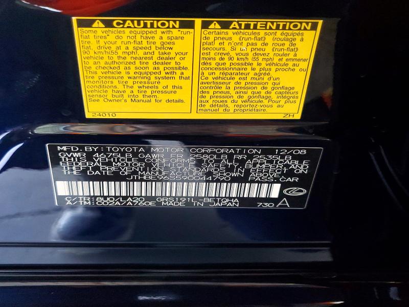 Aukcja sprzedaży 2009 Lexus Gs, vin: JTHBE96S590044790, numer aukcji: 70421456