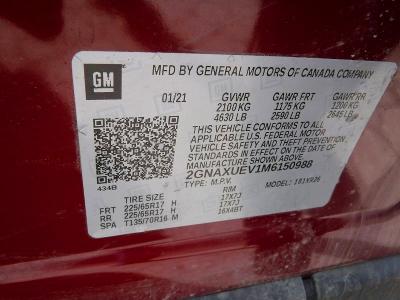 Auction sale of the 2021 Chevrolet Equinox, vin: 2GNAXUEV1M6150988, lot number: 70369376