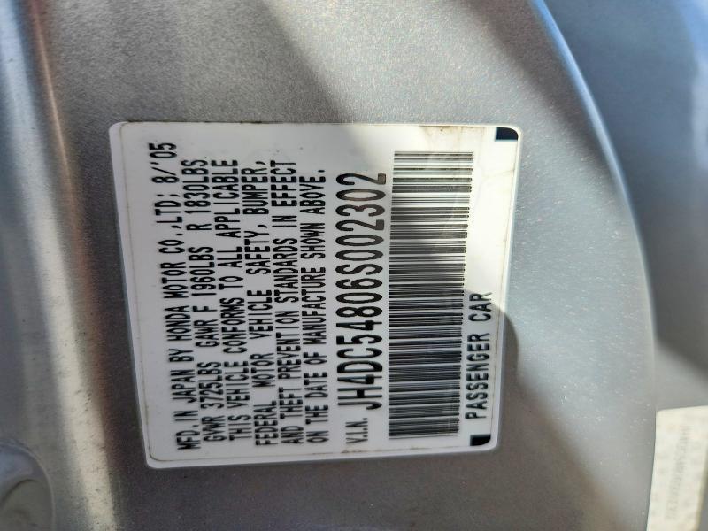 2006 Acura Rsx მანქანა იყიდება აუქციონზე, vin: JH4DC54806S002302, აუქციონის ნომერი: 67277806