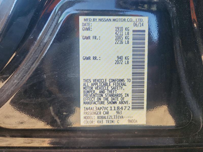 68610986 :رقم المزاد ، 1N4AL3AP7FC118472 vin ، 2015 Nissan Altima مزاد بيع