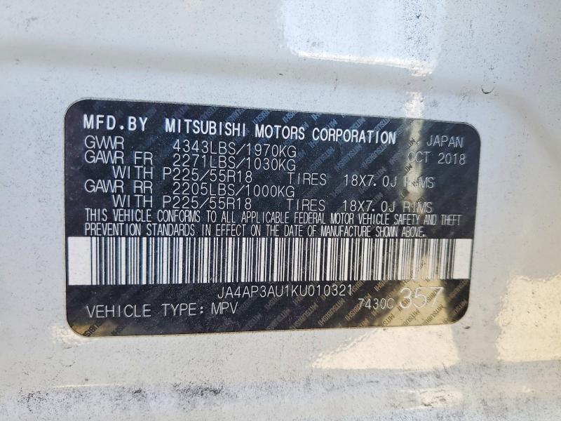 Продажа на аукционе авто 2019 Mitsubishi Outlander Sport, vin: JA4AP3AU1KU010321, номер лота: 70892836