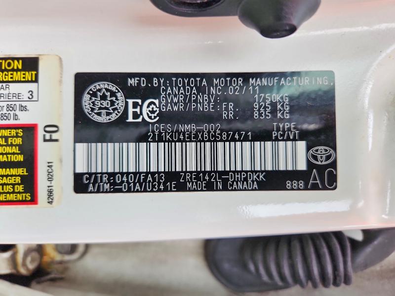 Продаж на аукціоні авто 2011 Toyota Matrix, vin: 2T1KU4EEXBC587471, номер лоту: 70039336