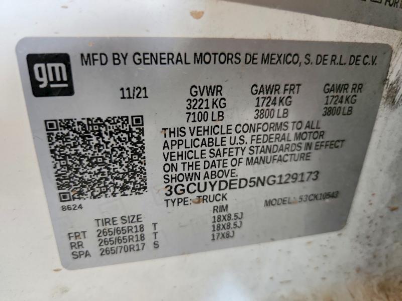 67740286 :رقم المزاد ، 3GCUYDED5NG129173 vin ، 2022 Chevrolet Silverado Ltd مزاد بيع