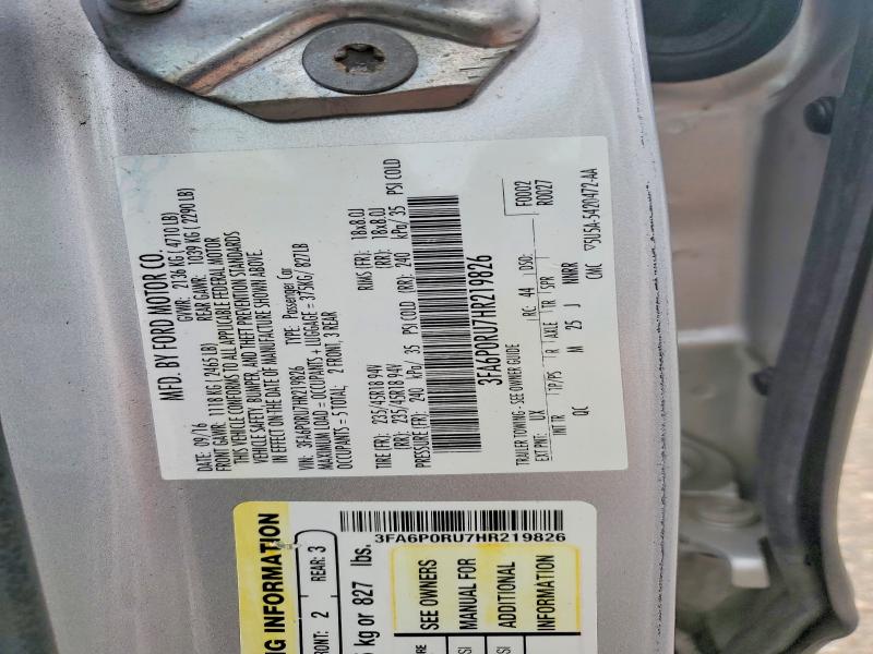 Продажа на аукционе авто 2017 Ford Fusion, vin: 3FA6P0RU7HR219826, номер лота: 66730926