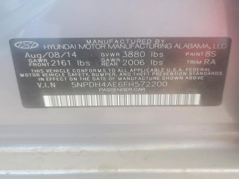 2015 Hyundai Elantra მანქანა იყიდება აუქციონზე, vin: 5NPDH4AE6FH572200, აუქციონის ნომერი: 68767676