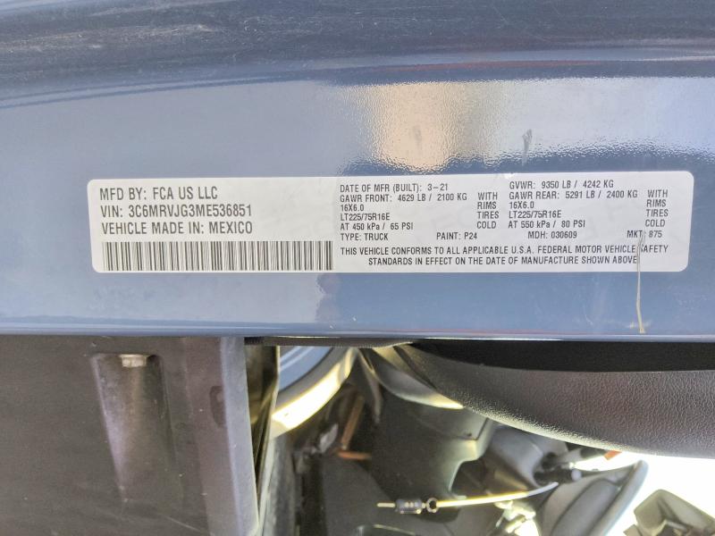 Aukcja sprzedaży 2021 Ram Promaster 3500, vin: 3C6MRVJG3ME536851, numer aukcji: 67044756