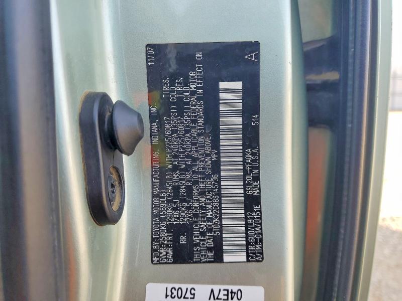 Продажа на аукционе авто 2008 Toyota Sienna, vin: 5TDZK22C88S145736, номер лота: 70160246