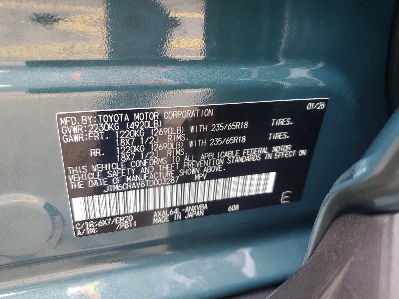 2026 Toyota Rav4 მანქანა იყიდება აუქციონზე, vin: JTM6CRAV8TD003287, აუქციონის ნომერი: 68676186