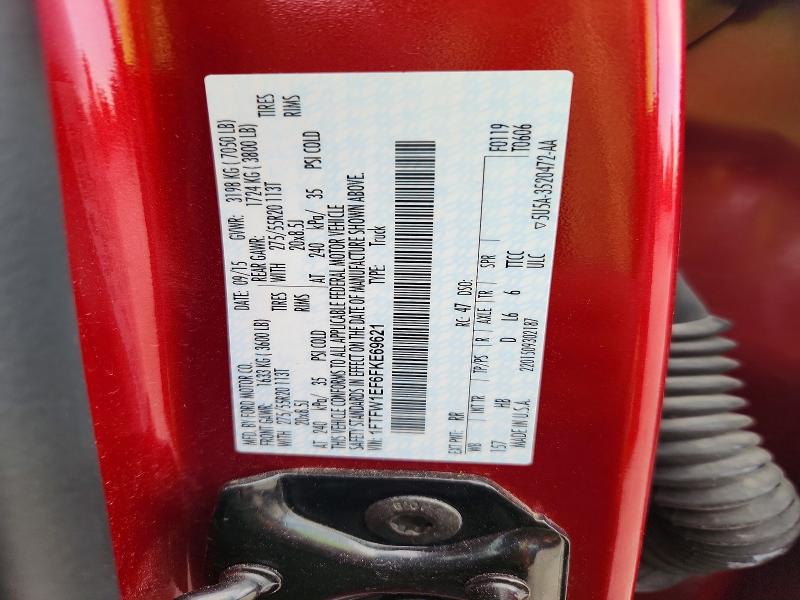 68920496 :رقم المزاد ، 1FTFW1EF6FKE69621 vin ، 2015 Ford F150 مزاد بيع