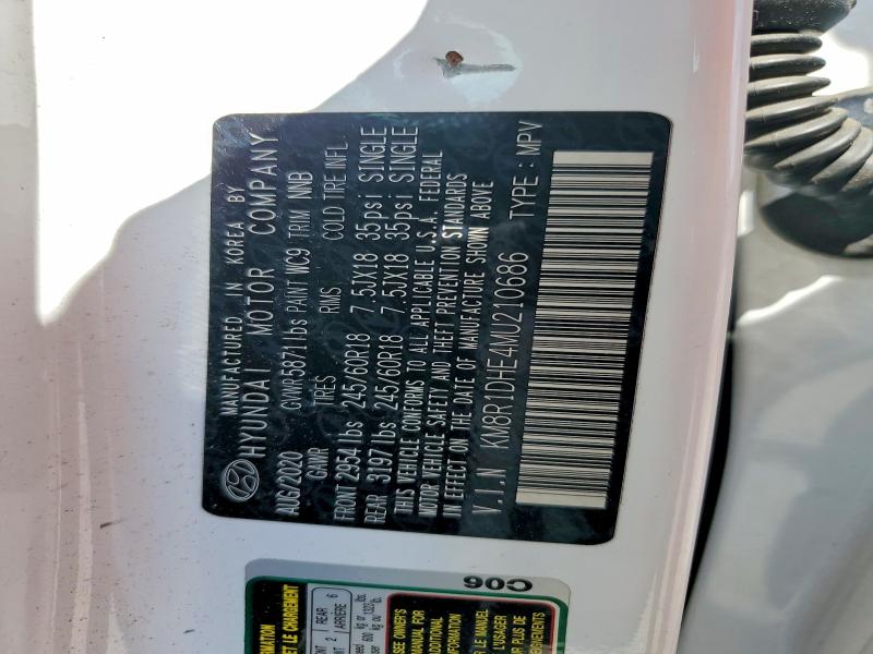 66835646 :رقم المزاد ، KM8R1DHE4MU210686 vin ، 2021 Hyundai Palisade مزاد بيع