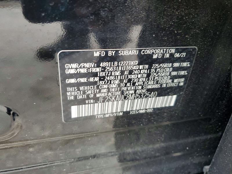 Aukcja sprzedaży 2021 Subaru Forester, vin: JF2SKAUC8MH532540, numer aukcji: 68163306