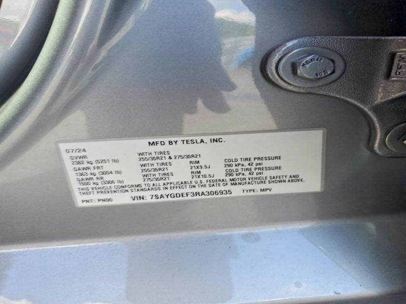 Продажа на аукционе авто 2024 Tesla Model Y, vin: 7SAYGDEF3RA306935, номер лота: 68535016