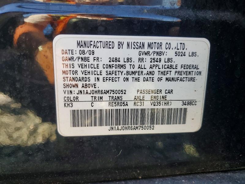 68799766 :رقم المزاد ، JN1AJ0HR6AM750052 vin ، 2010 Infiniti Ex35 مزاد بيع