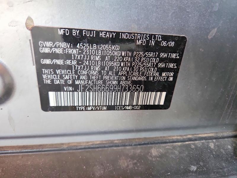 67675156 :رقم المزاد ، JF2SH66699H733650 vin ، 2009 Subaru Forester مزاد بيع