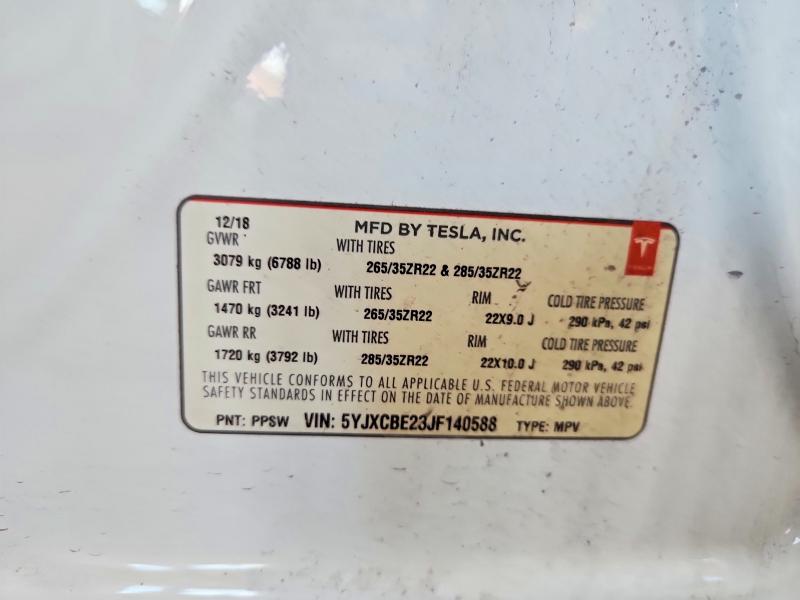 Aukcja sprzedaży 2018 Tesla Model X, vin: 5YJXCBE23JF140588, numer aukcji: 68426706