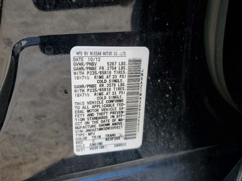 Aukcja sprzedaży 2013 Nissan Murano, vin: JN8AZ1MW3DW305627, numer aukcji: 69103286