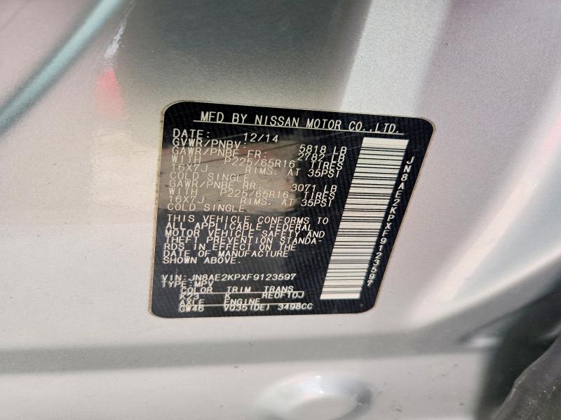Продажа на аукционе авто 2015 Nissan Quest, vin: JN8AE2KPXF9123597, номер лота: 69552616