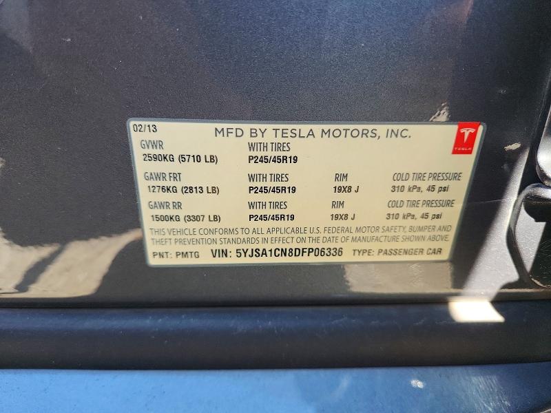 2013 Tesla Model S მანქანა იყიდება აუქციონზე, vin: 5YJSA1CN8DFP06336, აუქციონის ნომერი: 71207646