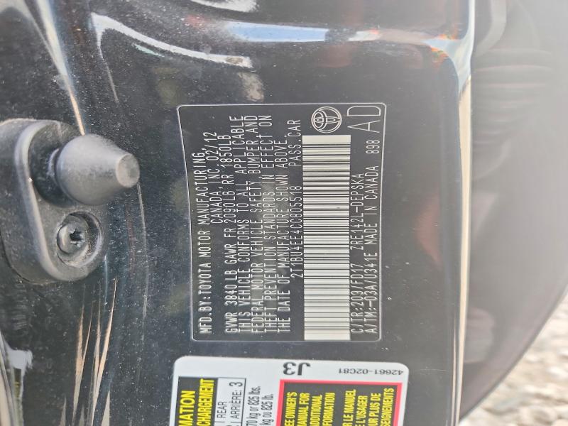 Продажа на аукционе авто 2012 Toyota Corolla, vin: 2T1BU4EE4CC805518, номер лота: 70101716