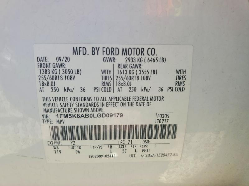 Продажа на аукционе авто 2020 Ford Explorer, vin: 1FM5K8AB0LGD09179, номер лота: 65037756