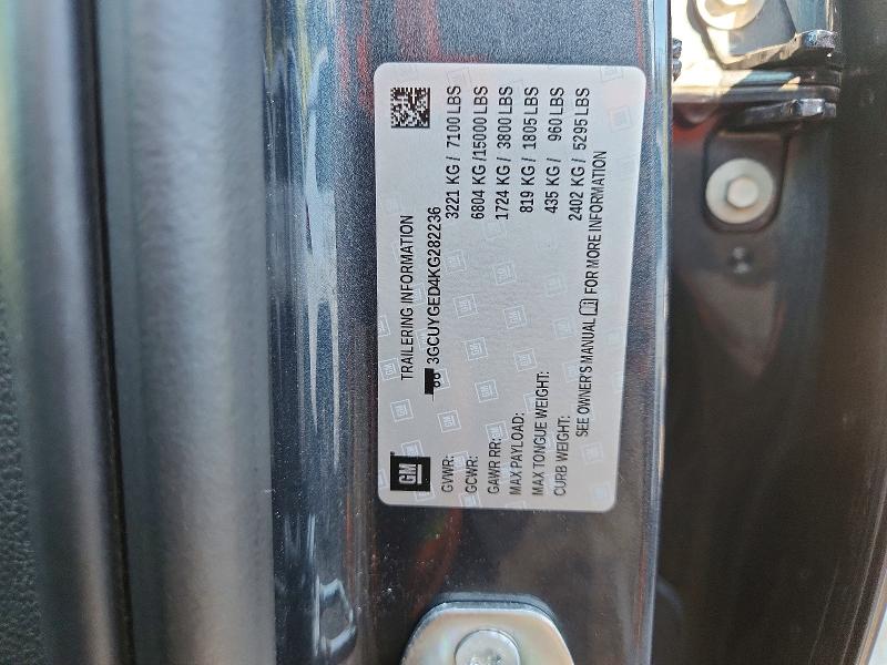 Aukcja sprzedaży 2019 Chevrolet Silverado, vin: 3GCUYGED4KG282236, numer aukcji: 69255796