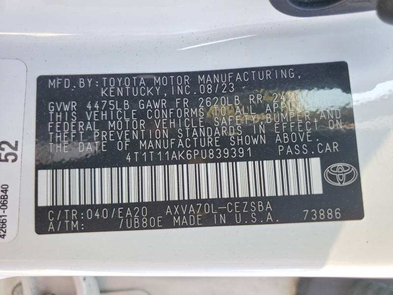 Продаж на аукціоні авто 2023 Toyota Camry, vin: 4T1T11AK6PU839391, номер лоту: 67425226