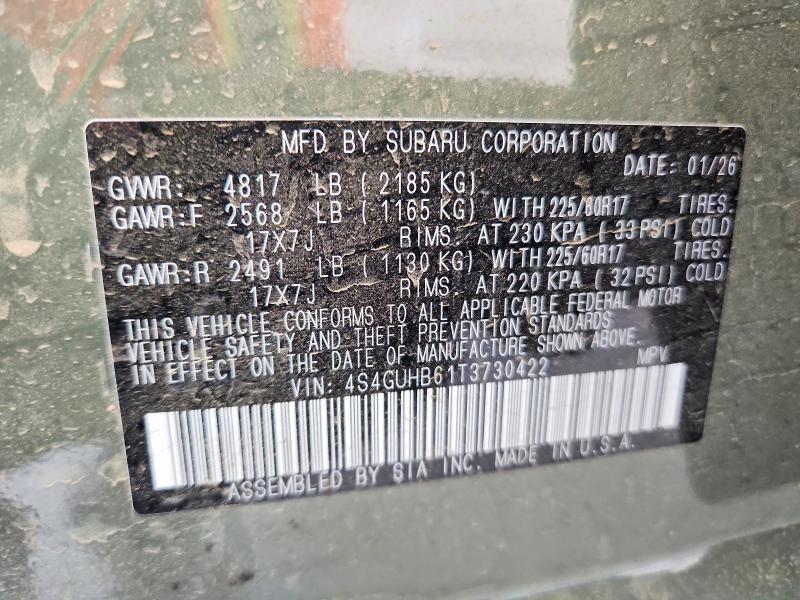 67647916 :رقم المزاد ، 4S4GUHB61T3730422 vin ، 2026 Subaru Crosstrek مزاد بيع