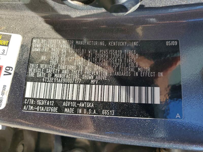 Aukcja sprzedaży 2009 Toyota Venza, vin: 4T3ZE11A89U007177, numer aukcji: 67410336