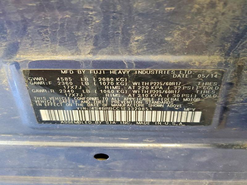 Продажа на аукционе авто 2014 Subaru Outback, vin: 4S4BRBCC1E3320851, номер лота: 69933806